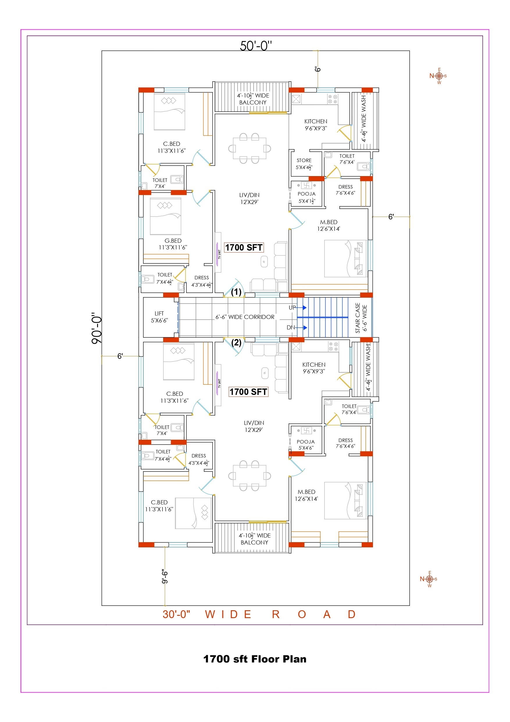 1700 sft floor plan